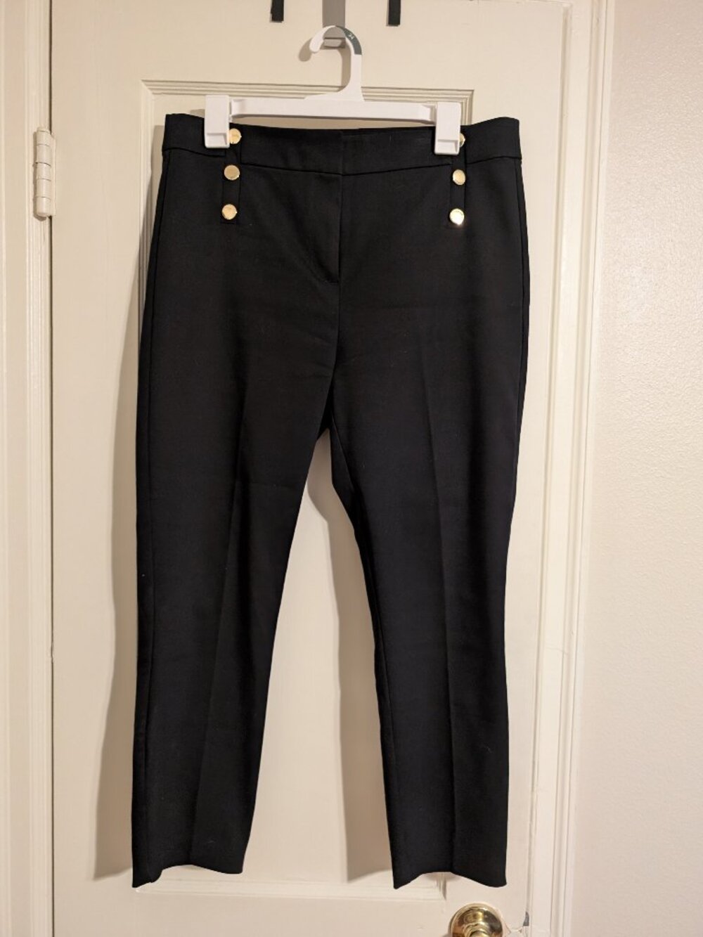 black Loft sz 10 high waist skinny trousers with nautical style buttons